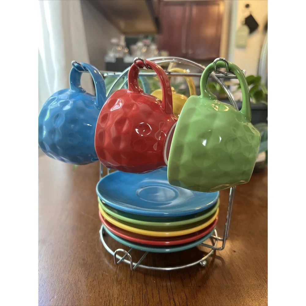 Tea Saucers & Cups Multicolor -missing Orange Cup